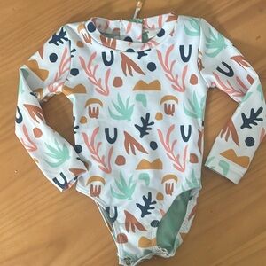 Colorful Patterned Long Sleeve Swimsuit